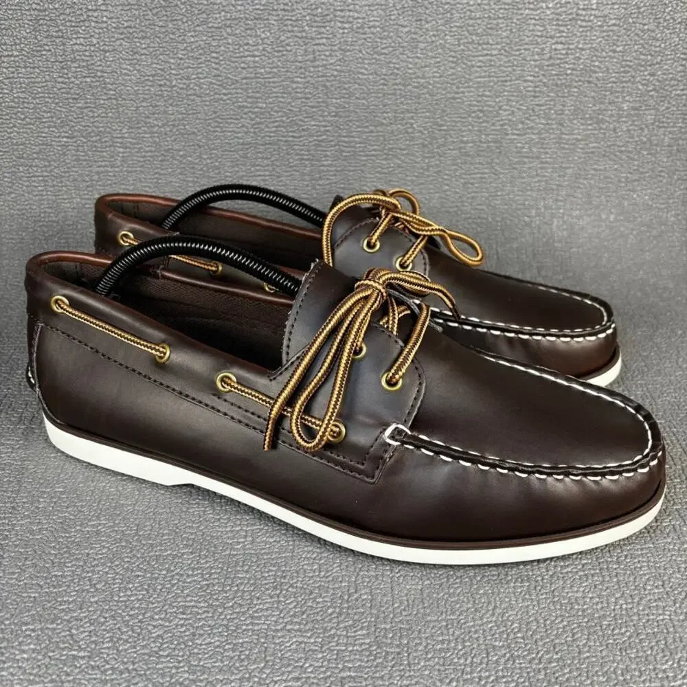 🔴 Thom McAn Bruce Men`s Size 11 Brown Casual Boat Shoes 20281